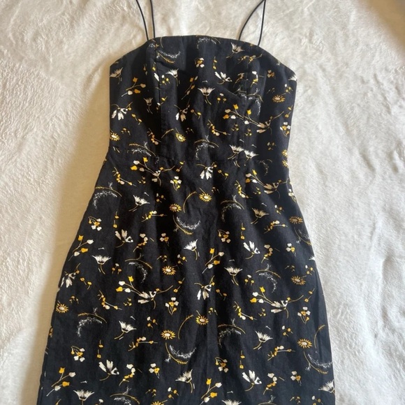 Urban Outfitters Black Floral Print Mini Summer Dress, Womens Size 0/XS - Picture 1 of 5